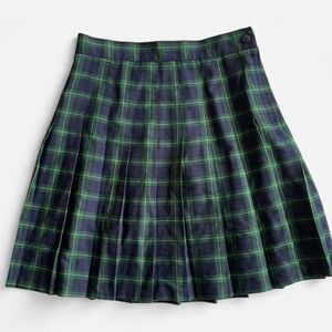 90s Y2K Vintage Joule Energy Blue Green Tartan Plaid Pleated Schoolgirl Skirt